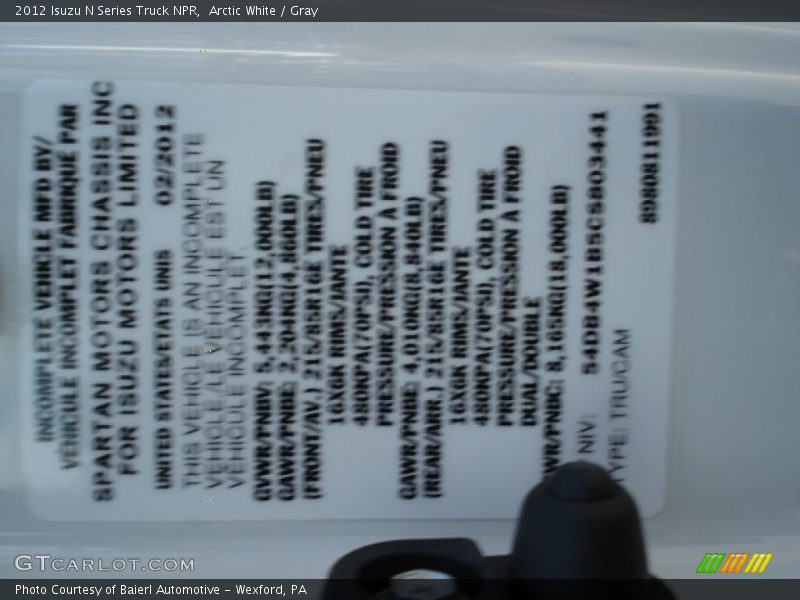 Arctic White / Gray 2012 Isuzu N Series Truck NPR