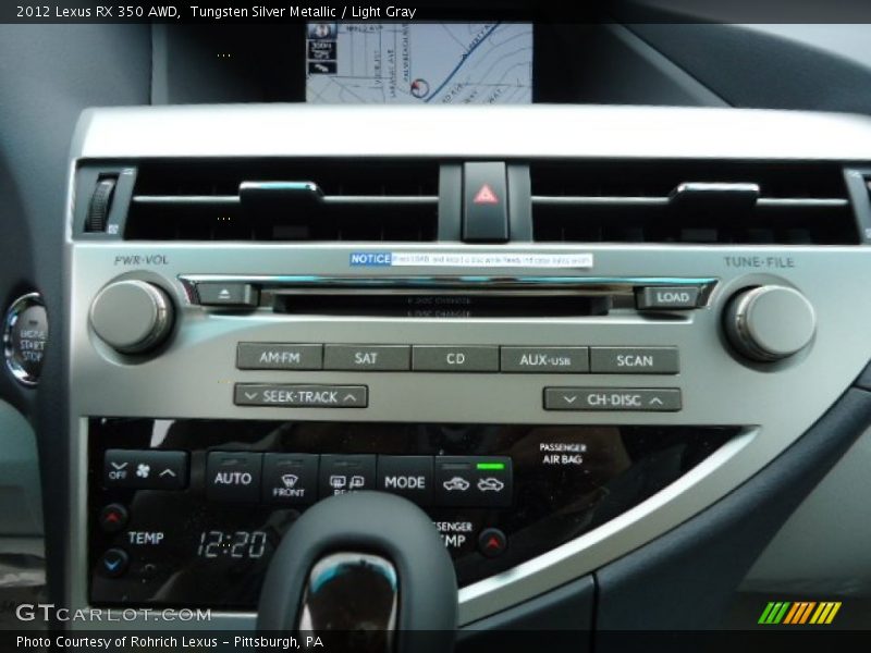 Tungsten Silver Metallic / Light Gray 2012 Lexus RX 350 AWD