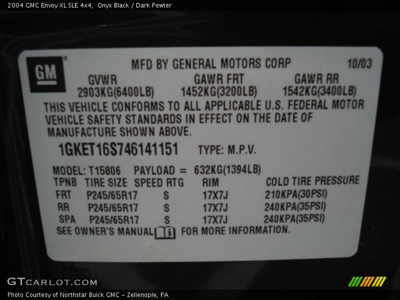 Onyx Black / Dark Pewter 2004 GMC Envoy XL SLE 4x4