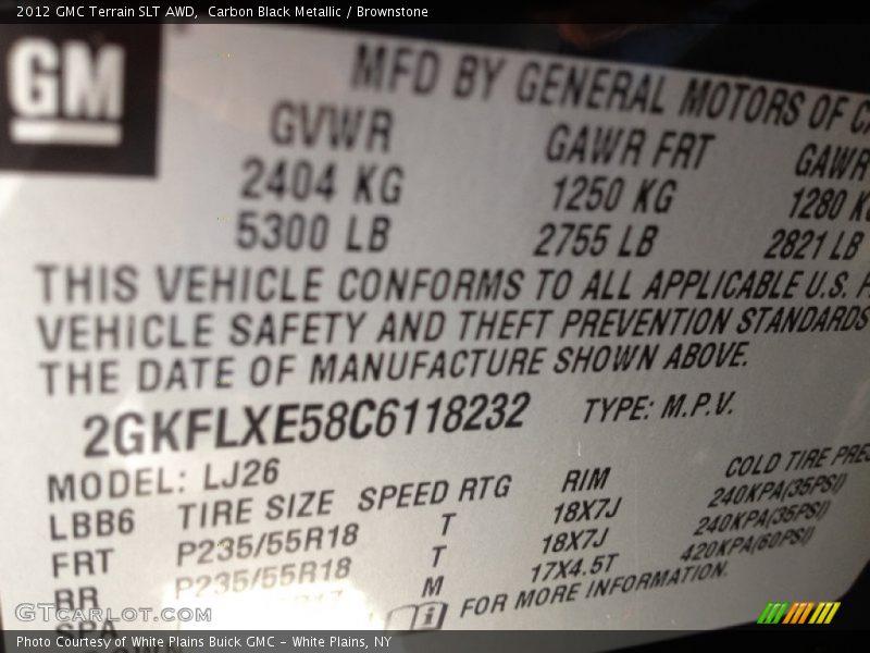 Carbon Black Metallic / Brownstone 2012 GMC Terrain SLT AWD