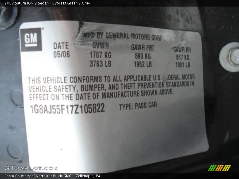 Cypress Green / Gray 2007 Saturn ION 2 Sedan