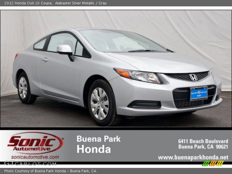 Alabaster Silver Metallic / Gray 2012 Honda Civic LX Coupe