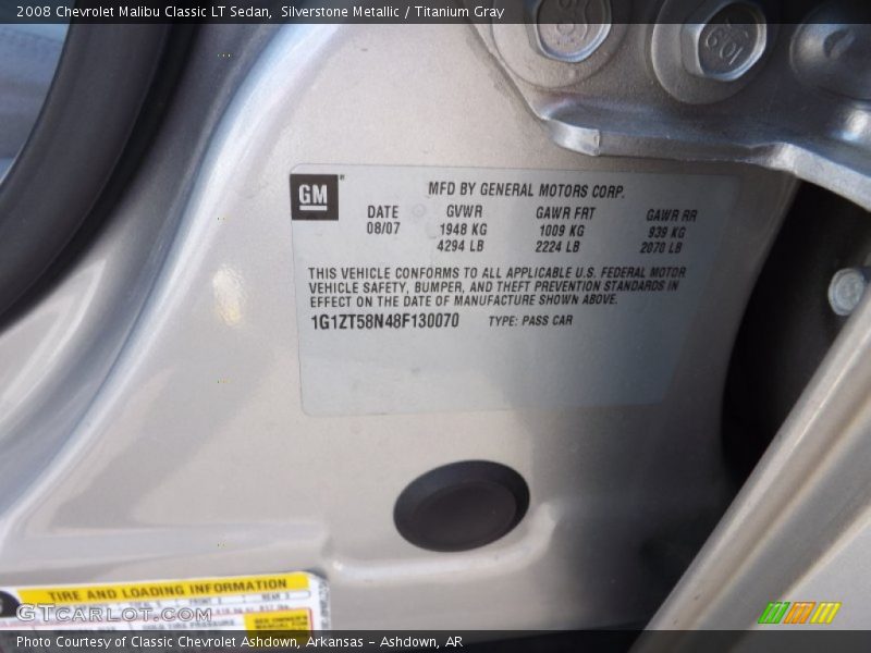 Silverstone Metallic / Titanium Gray 2008 Chevrolet Malibu Classic LT Sedan