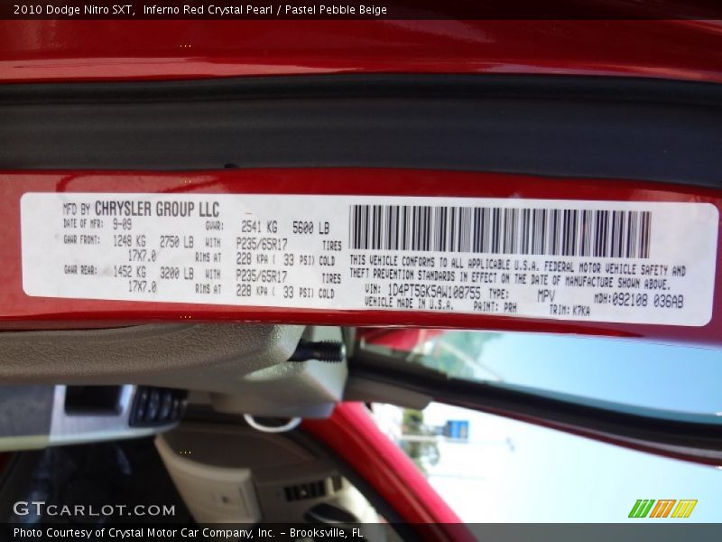 Inferno Red Crystal Pearl / Pastel Pebble Beige 2010 Dodge Nitro SXT