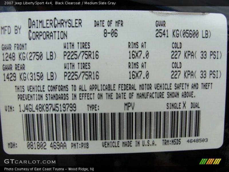 Black Clearcoat / Medium Slate Gray 2007 Jeep Liberty Sport 4x4