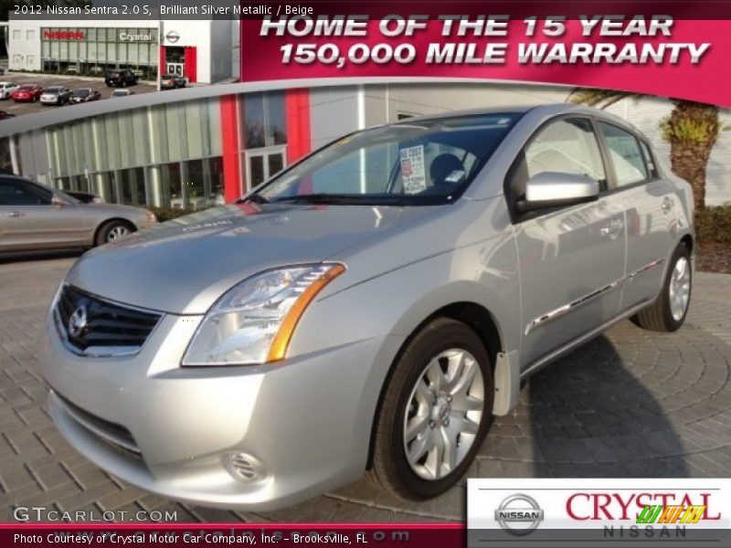 Brilliant Silver Metallic / Beige 2012 Nissan Sentra 2.0 S