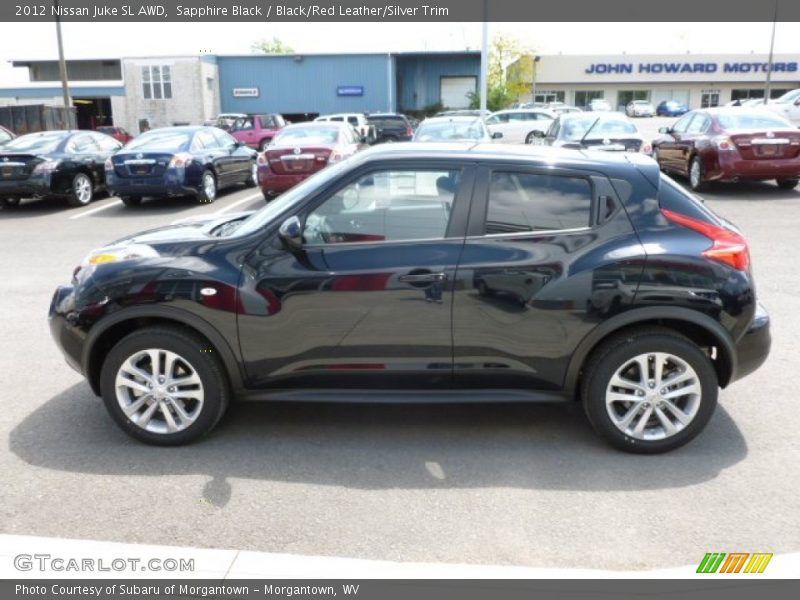 Sapphire Black / Black/Red Leather/Silver Trim 2012 Nissan Juke SL AWD