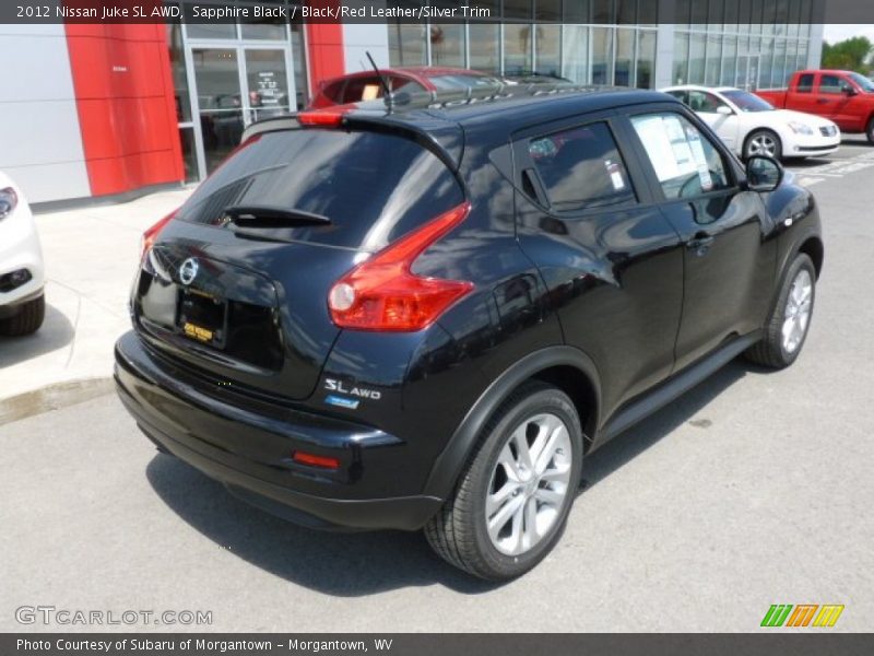 Sapphire Black / Black/Red Leather/Silver Trim 2012 Nissan Juke SL AWD