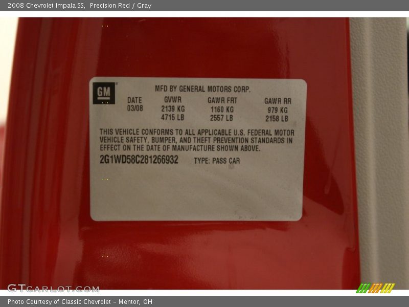 Precision Red / Gray 2008 Chevrolet Impala SS
