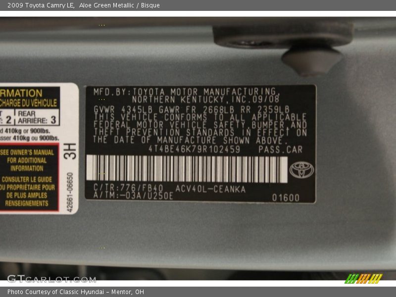Aloe Green Metallic / Bisque 2009 Toyota Camry LE