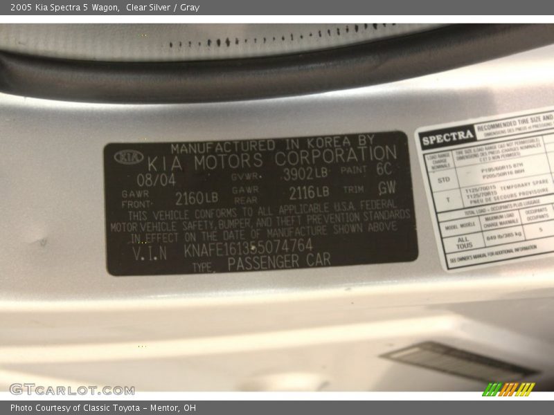 Clear Silver / Gray 2005 Kia Spectra 5 Wagon