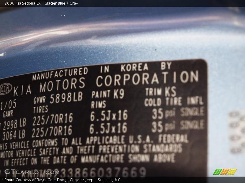 Glacier Blue / Gray 2006 Kia Sedona LX