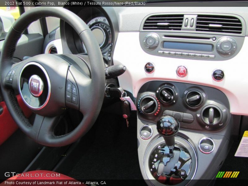 Bianco (White) / Tessuto Rosso/Nero (Red/Black) 2012 Fiat 500 c cabrio Pop