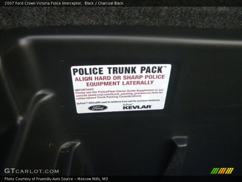 Info Tag of 2007 Crown Victoria Police Interceptor
