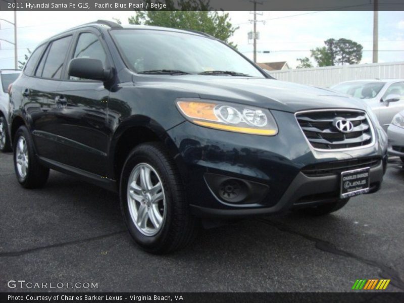 Pacific Blue Pearl / Beige 2011 Hyundai Santa Fe GLS