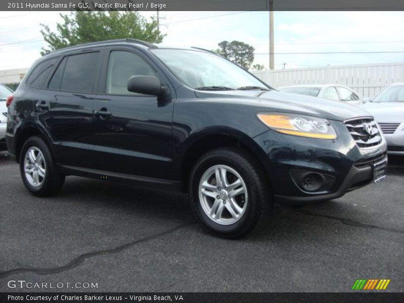 Pacific Blue Pearl / Beige 2011 Hyundai Santa Fe GLS