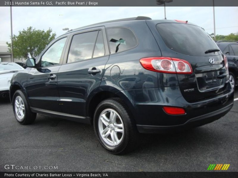 Pacific Blue Pearl / Beige 2011 Hyundai Santa Fe GLS