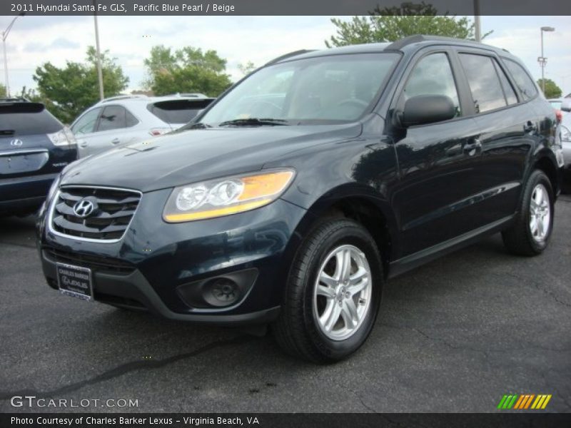 Pacific Blue Pearl / Beige 2011 Hyundai Santa Fe GLS