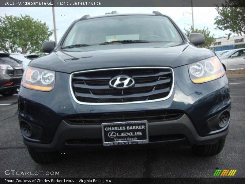 Pacific Blue Pearl / Beige 2011 Hyundai Santa Fe GLS