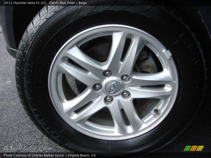 Pacific Blue Pearl / Beige 2011 Hyundai Santa Fe GLS