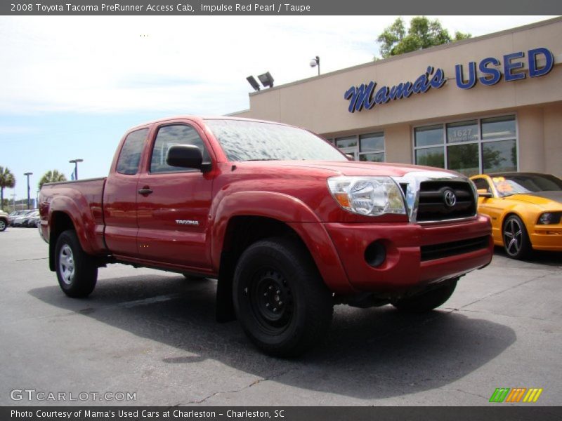 Impulse Red Pearl / Taupe 2008 Toyota Tacoma PreRunner Access Cab
