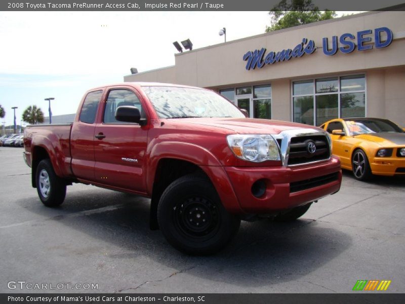 Impulse Red Pearl / Taupe 2008 Toyota Tacoma PreRunner Access Cab