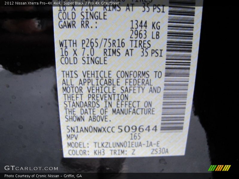 Super Black / Pro 4X Gray/Steel 2012 Nissan Xterra Pro-4X 4x4