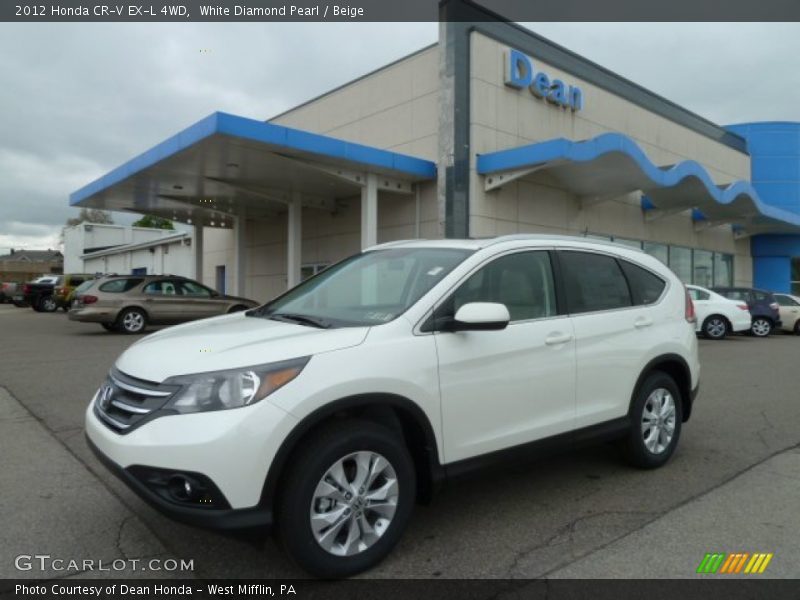 White Diamond Pearl / Beige 2012 Honda CR-V EX-L 4WD