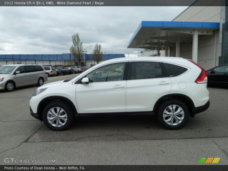 White Diamond Pearl / Beige 2012 Honda CR-V EX-L 4WD