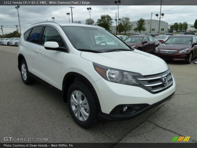 White Diamond Pearl / Beige 2012 Honda CR-V EX-L 4WD