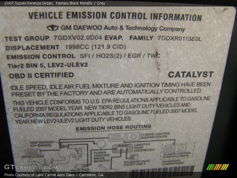 Fantasy Black Metallic / Grey 2007 Suzuki Forenza Sedan