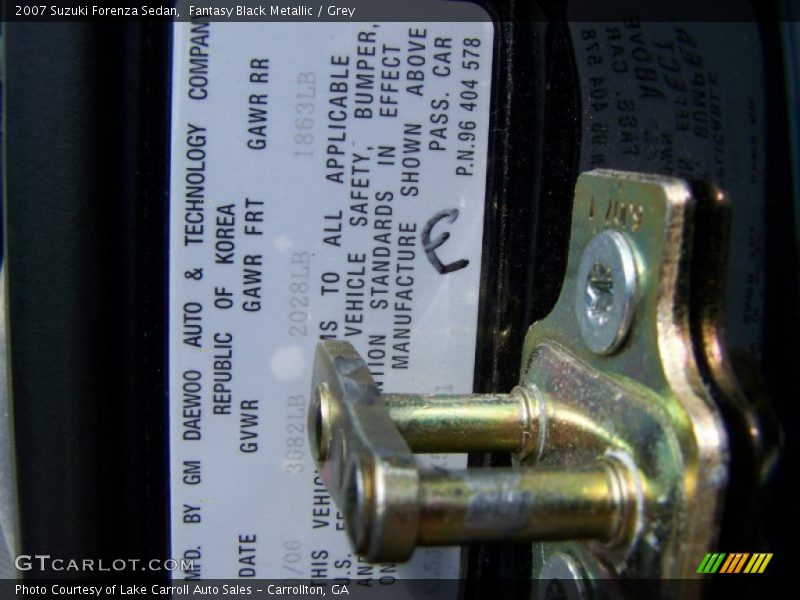 Fantasy Black Metallic / Grey 2007 Suzuki Forenza Sedan
