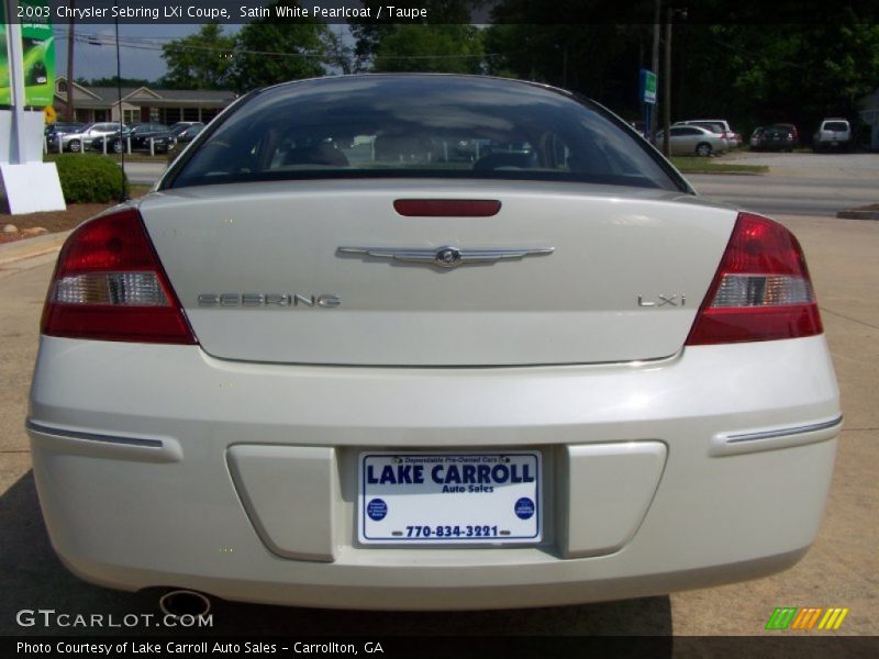 Satin White Pearlcoat / Taupe 2003 Chrysler Sebring LXi Coupe
