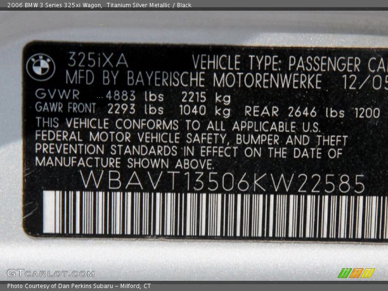 Titanium Silver Metallic / Black 2006 BMW 3 Series 325xi Wagon