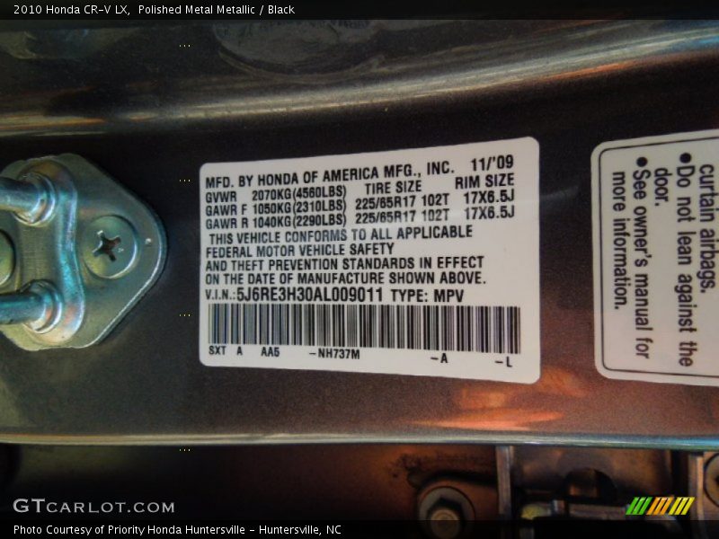 Polished Metal Metallic / Black 2010 Honda CR-V LX