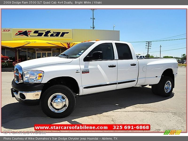 Bright White / Khaki 2009 Dodge Ram 3500 SLT Quad Cab 4x4 Dually