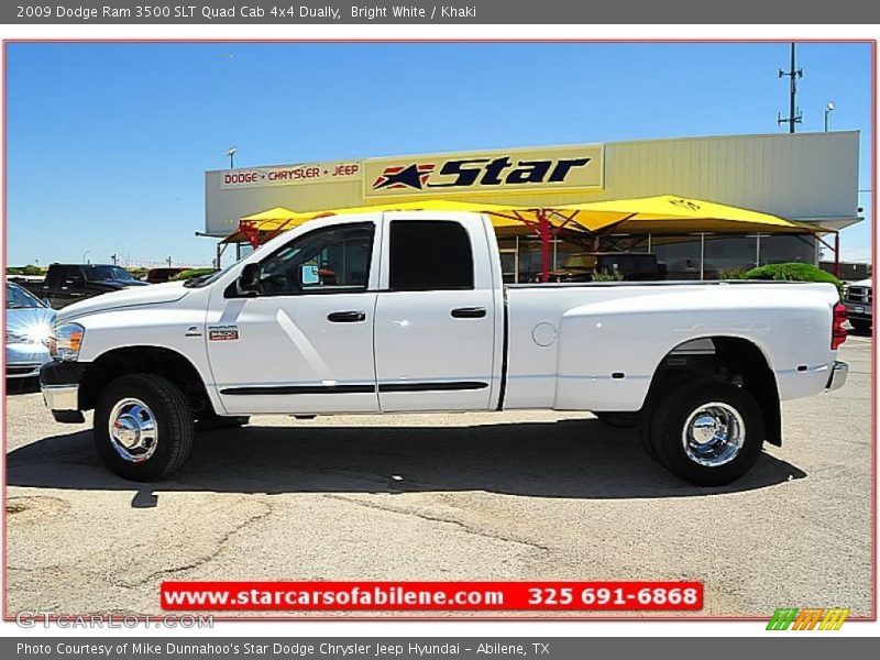 Bright White / Khaki 2009 Dodge Ram 3500 SLT Quad Cab 4x4 Dually