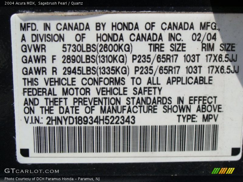 Sagebrush Pearl / Quartz 2004 Acura MDX