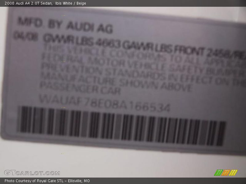 Ibis White / Beige 2008 Audi A4 2.0T Sedan