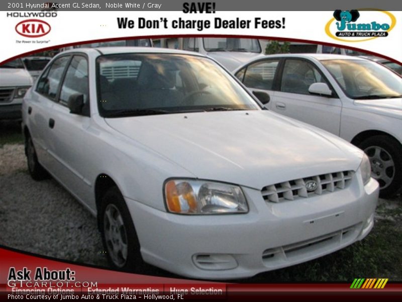 Noble White / Gray 2001 Hyundai Accent GL Sedan