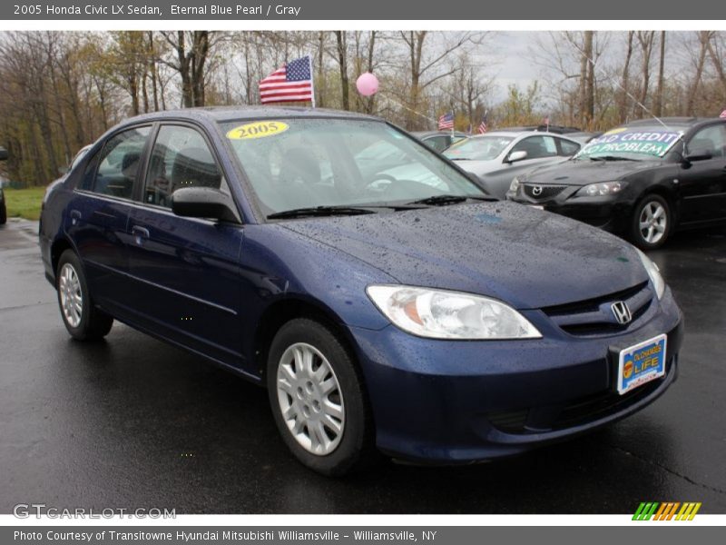 Eternal Blue Pearl / Gray 2005 Honda Civic LX Sedan