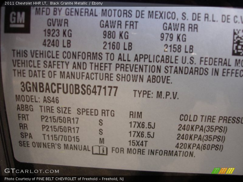 Black Granite Metallic / Ebony 2011 Chevrolet HHR LT