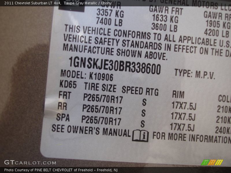 Taupe Gray Metallic / Ebony 2011 Chevrolet Suburban LT 4x4