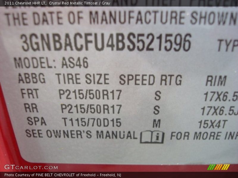 Crystal Red Metallic Tintcoat / Gray 2011 Chevrolet HHR LT