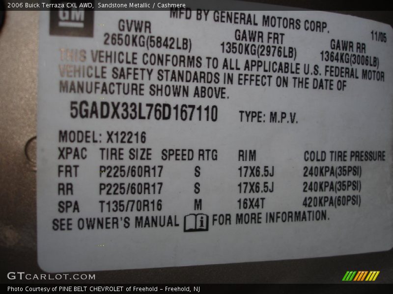 Sandstone Metallic / Cashmere 2006 Buick Terraza CXL AWD
