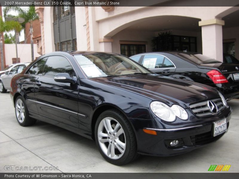 Capri Blue Metallic / Stone 2007 Mercedes-Benz CLK 350 Coupe