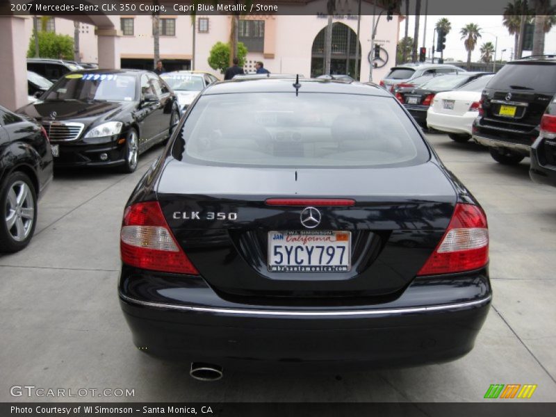 Capri Blue Metallic / Stone 2007 Mercedes-Benz CLK 350 Coupe