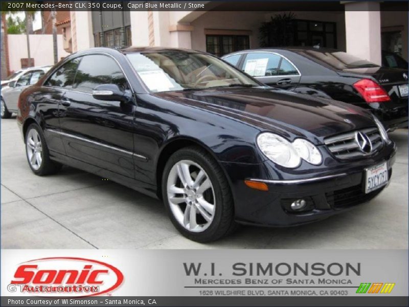 Capri Blue Metallic / Stone 2007 Mercedes-Benz CLK 350 Coupe