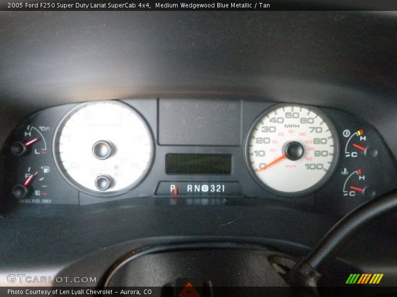 Medium Wedgewood Blue Metallic / Tan 2005 Ford F250 Super Duty Lariat SuperCab 4x4