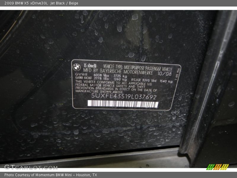 Jet Black / Beige 2009 BMW X5 xDrive30i